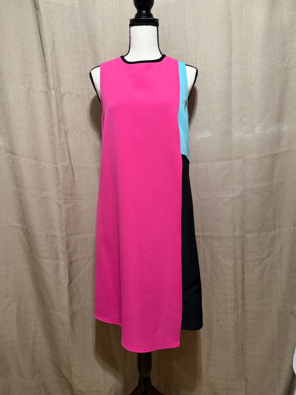 Calvin Klein Colorblock Sleeveless Mini Dress - Hot Pink, Aqua & Black Sz 10